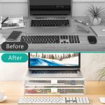 WALI Metal Mesh Monitor Riser Desktop Stand with Storage Drawers for Computer, Laptop, LED, LCD, OLED Flat Screen Display, and Printer (STT006-B), Black - Image 7